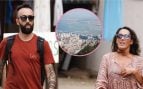 Malú y Álex Fernández en la playa y la bahía de Algeciras. (Foto: Gtres)