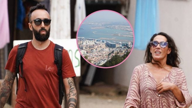 Malú y Álex Fernández en la playa y la bahía de Algeciras. (Foto: Gtres)