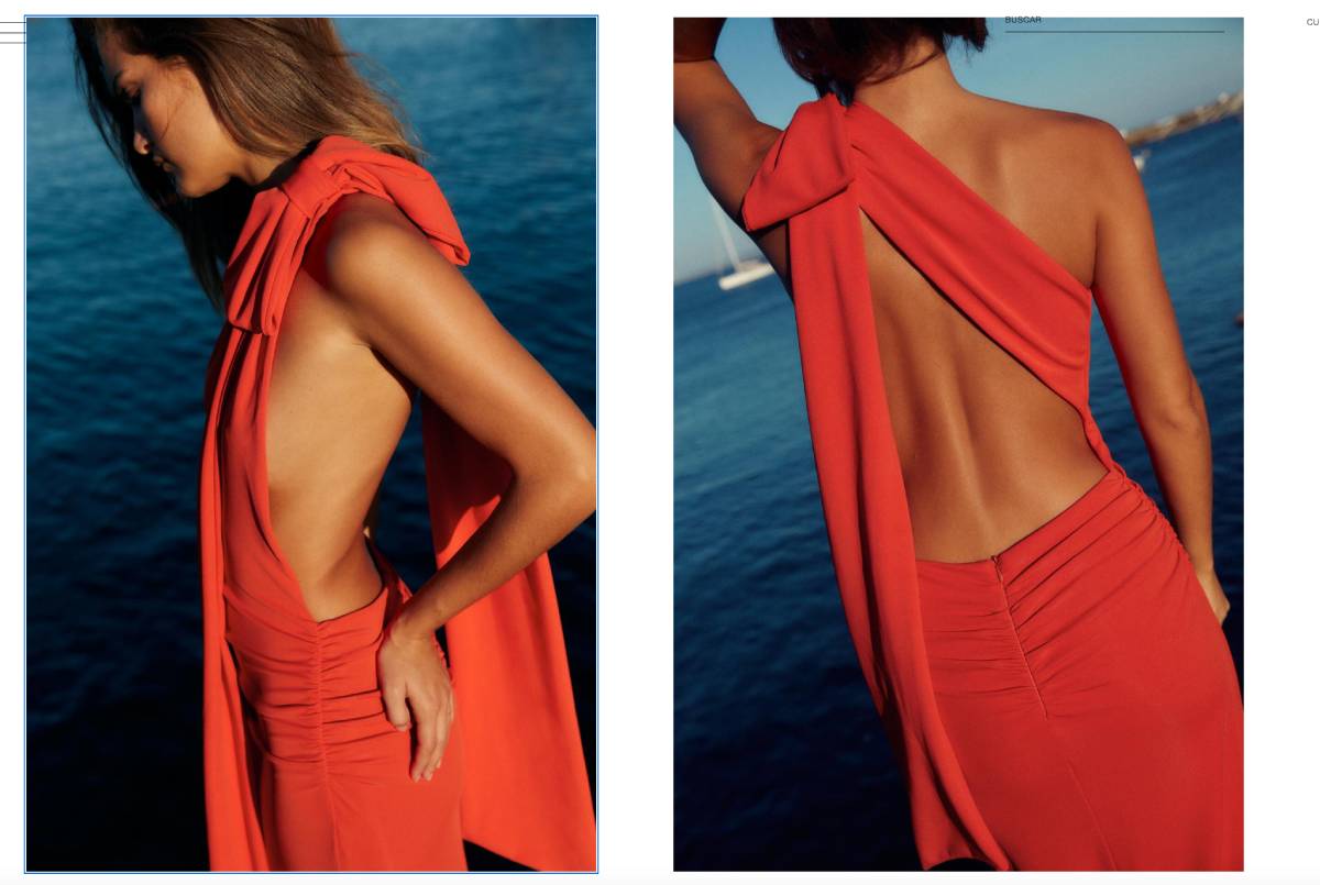 Vestido largo de espalda descubierta. (Zara)