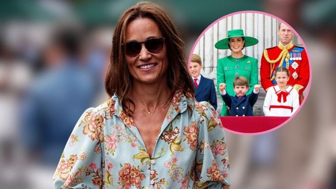 Pippa Midldeton, su hermana Kate, el príncipe Guillermo y sus tres hijos. (Foto: Gtres)