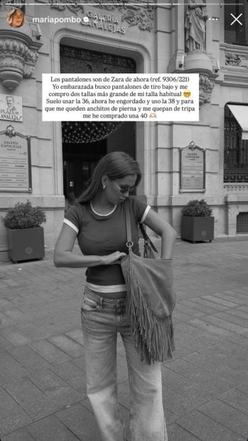 El truco de María Pombo con sus pantalones cuando está embarazada. (FOTO: REDES SOCIALES)