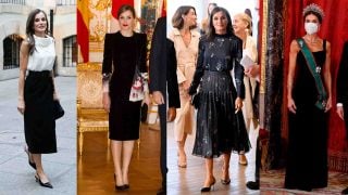 La Reina Letizia con varios diseños de Armani. (Fotos: Gtres)