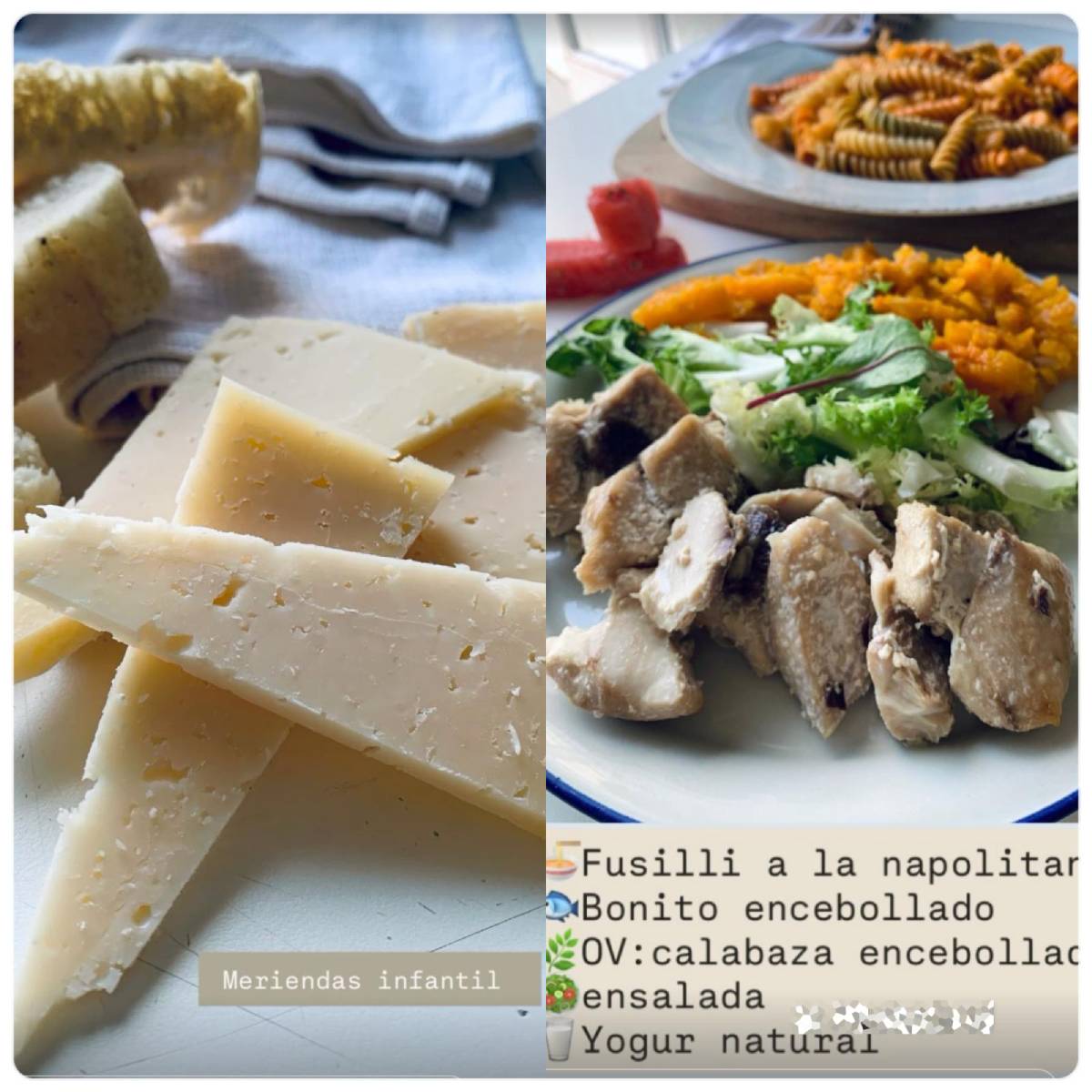 Queso curado cortado en triángulos, acompañado de pan.