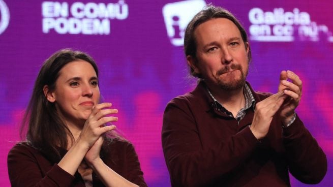 Pablo Iglesias y Irene Montero en el acto final de campaña de Unidas Podemos. (Gtres)