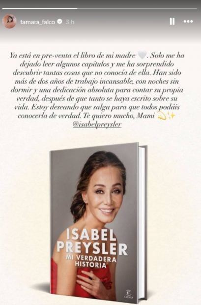 Comunicado de Tamara Falcó sobre las memorias de su madre. (Foto: Redes sociales)