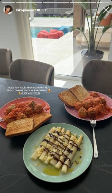 La comida que Sofía Suescun le ha preparado a Kiko Jiménez. (Foto: Redes sociales)