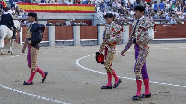 Pablo Aguado, Jarocho y Alejandro Talavante en Las Ventas. (Foto: Gtres)
