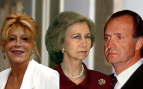 Los Reyes eméritos Sofía y Juan Carlos, junto a Tita Cervera. (Foto: Gtres)