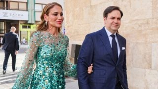 Gema Ruiz with Juan Diaz during the wedding of Natalia Santos Yanes and Esteban Rivas Traba in Valencia on Saturday, 29 June