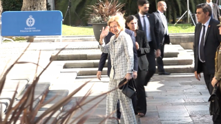 La reina Sofía a su llegada a Oviedo. (Foto Gtres)