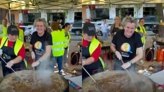 Pepa regresa a Valencia un año después de la DANA para cocinar paella. (Fotos. Redes Sociales)