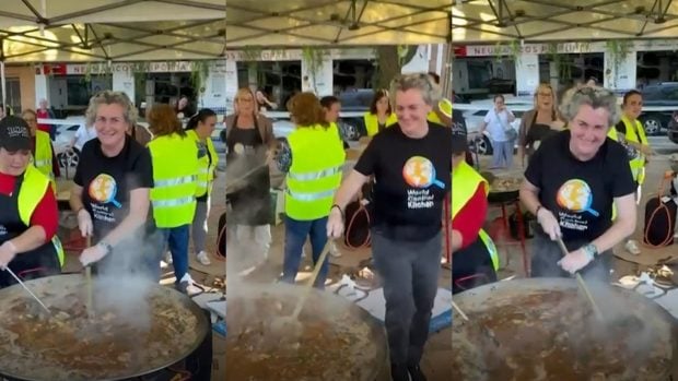 Pepa regresa a Valencia un año después de la DANA para cocinar paella. (Fotos. Redes Sociales)