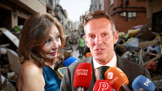 Ana Rosa Quintana y Joaquín Prat en declaraciones a la prensa. (Foto: Gtres)