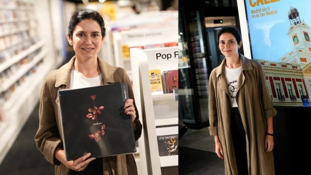 La presidenta de la Comunidad de Madrid se compró dos discos de sus grupos de rock favoritos. (Fotos: Gtres)