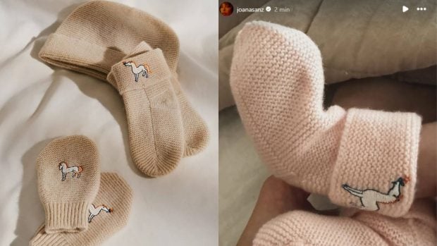 Los patucos de la hija de Joana y el set que se vende en la web de Hermés. (Foto: Gtres)