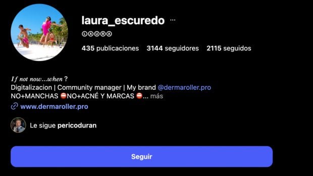 El perfil de Laura Escuredo en redes. (Foto: Redes Sociales)