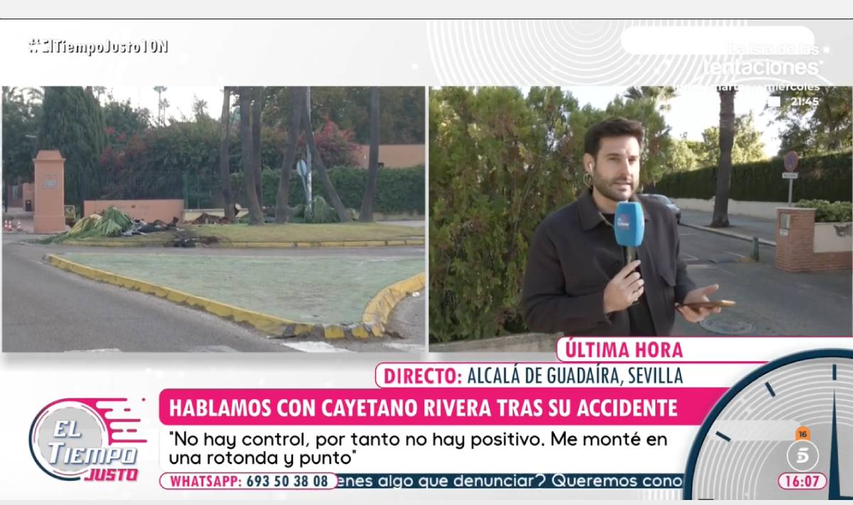 La captura corresponde al programa El Tiempo Justo Magazine, emitido en Telecinco.