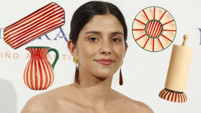 María G. de Jaime y piezas de la vajilla. (Fotos: Gtres y La Siesta Tarifa)