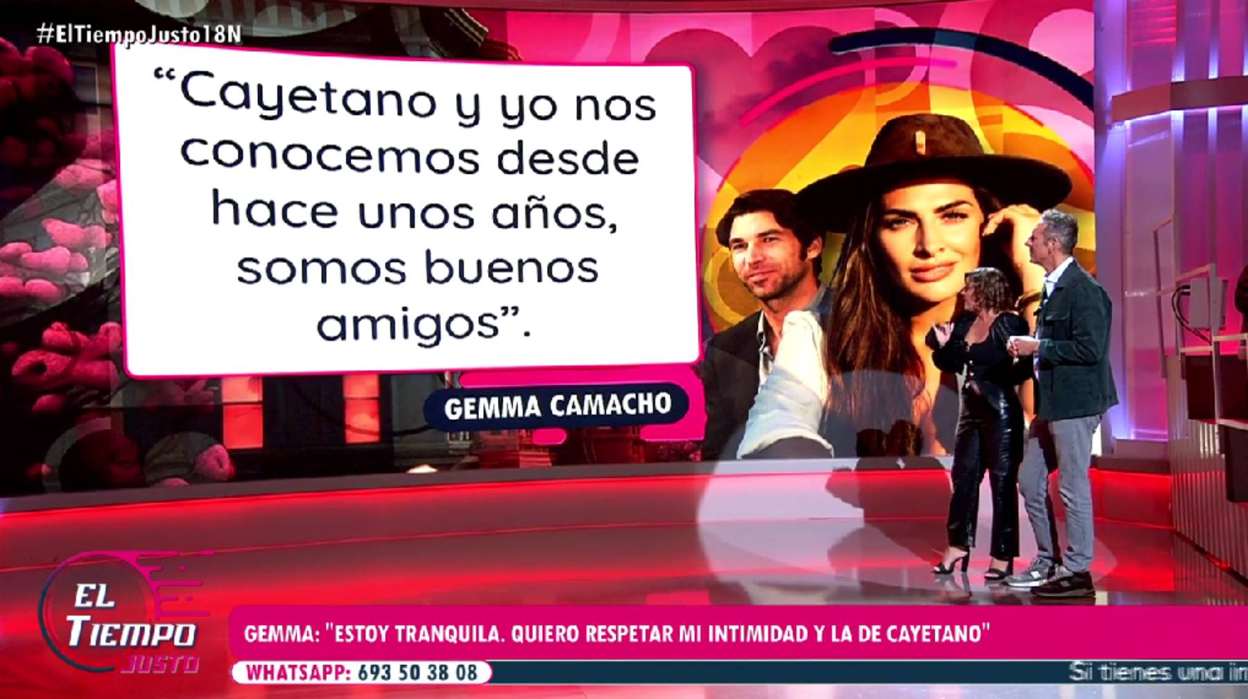 Gemma Camacho y Cayetano Rivera en 'El tiempo justo'. (Foto: Telecinco)