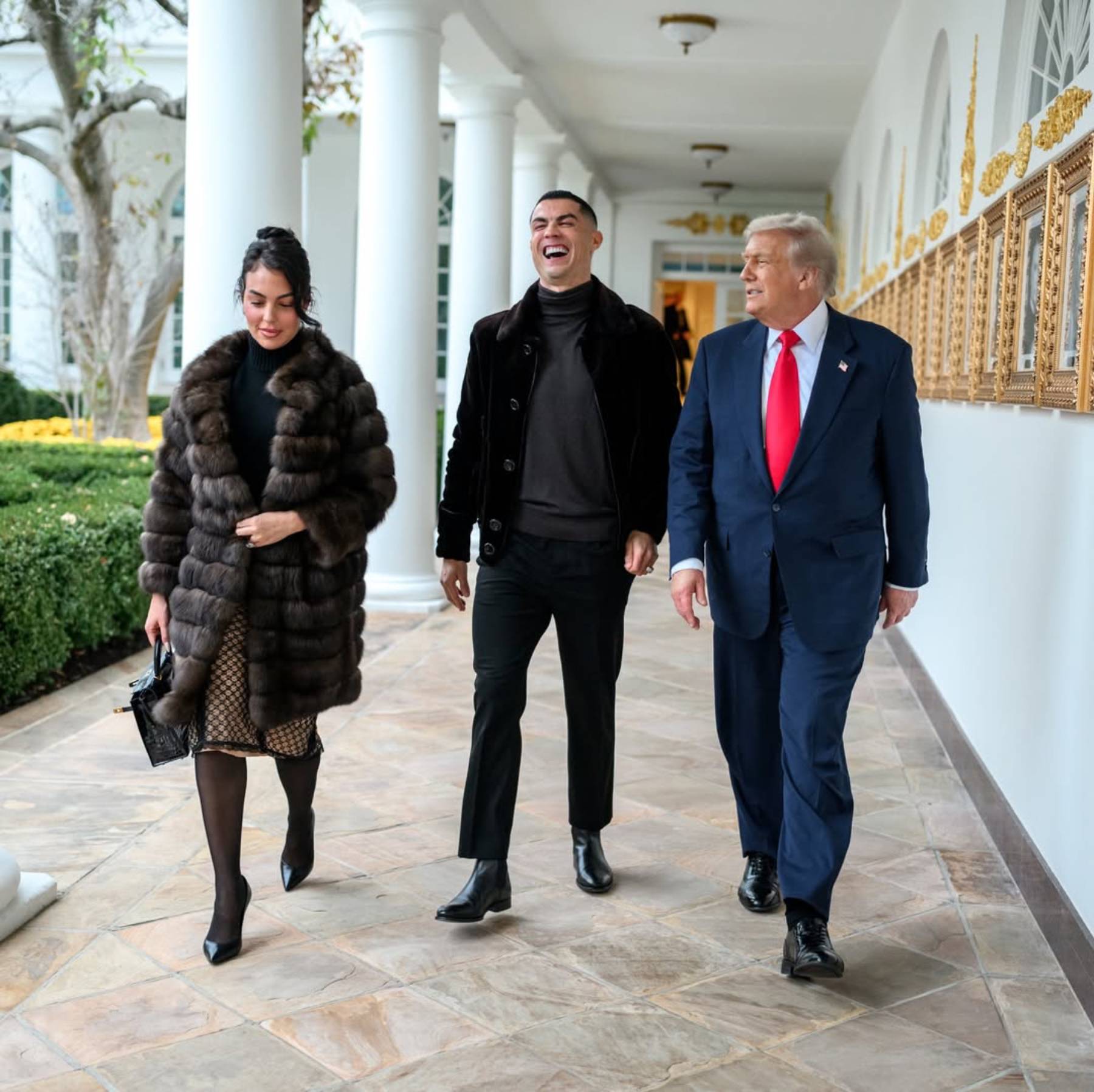 Georgina Rodríguez, Cristiano Ronaldo y Donald Trump. (Foto: RRSS)