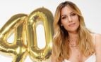 Montaje de Edurne y unos globos con el número 40. (Fotos: redes sociales y Gtres)