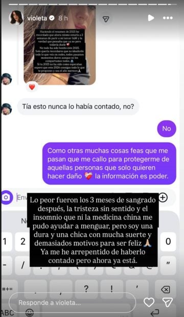 Violeta, violeta embarazo, violeta hijas, violeta mangriñán