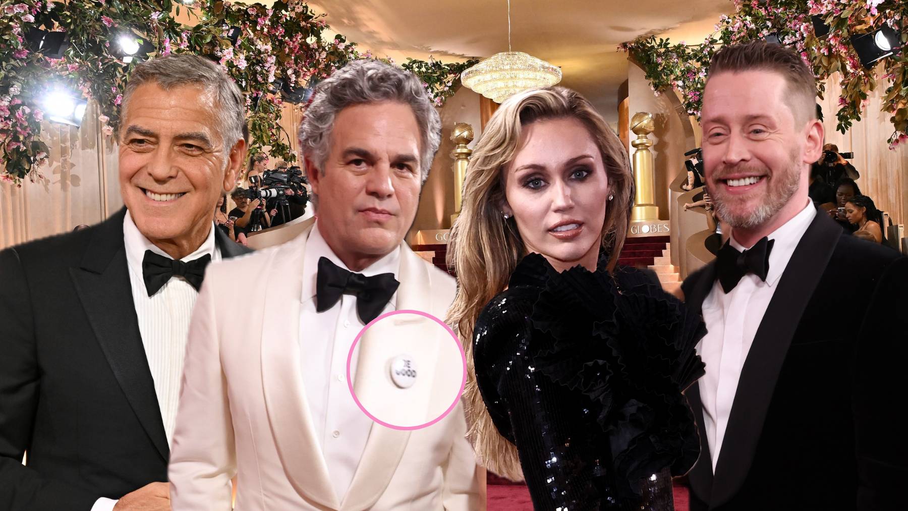La cara B de los Globos de Oro: del pin reivindicativo de Mark Ruffalo al francés de George Clooney