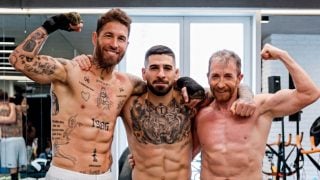 El entrenamiento de Sergio Ramos, Topuria y Pablo Motos. (Foto: Redes Sociales)