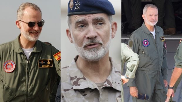 El monarca también ha lucido este atuendo con el uniforme militar. (Fotos: Gtres)