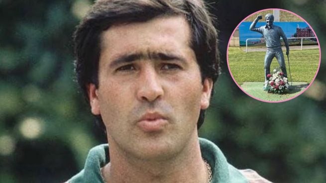 La estatua robada de Severiano Ballesteros. (Fotos: Redes Sociales)