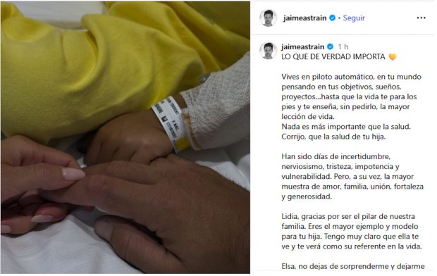 Jaime Astrain lanza un mensaje sobre su hija desde el hospital: