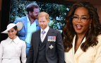 Oprah Winfrey, Meghan Markle y el príncipe Harry. (Foto: Gtres y BBC)