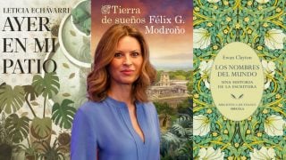 Montaje de Elena Cue y portadas de los libros. (Foto: Gtres y La casa del libro)