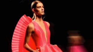 La modelo durante un desfile en Oviedo. (Foto: redes sociales)