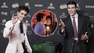 Montaje de ‘Los Javis’ en el cumpleaños de Javier Calvo y una foto en los Goya. (Foto: Instagram y Gtres)