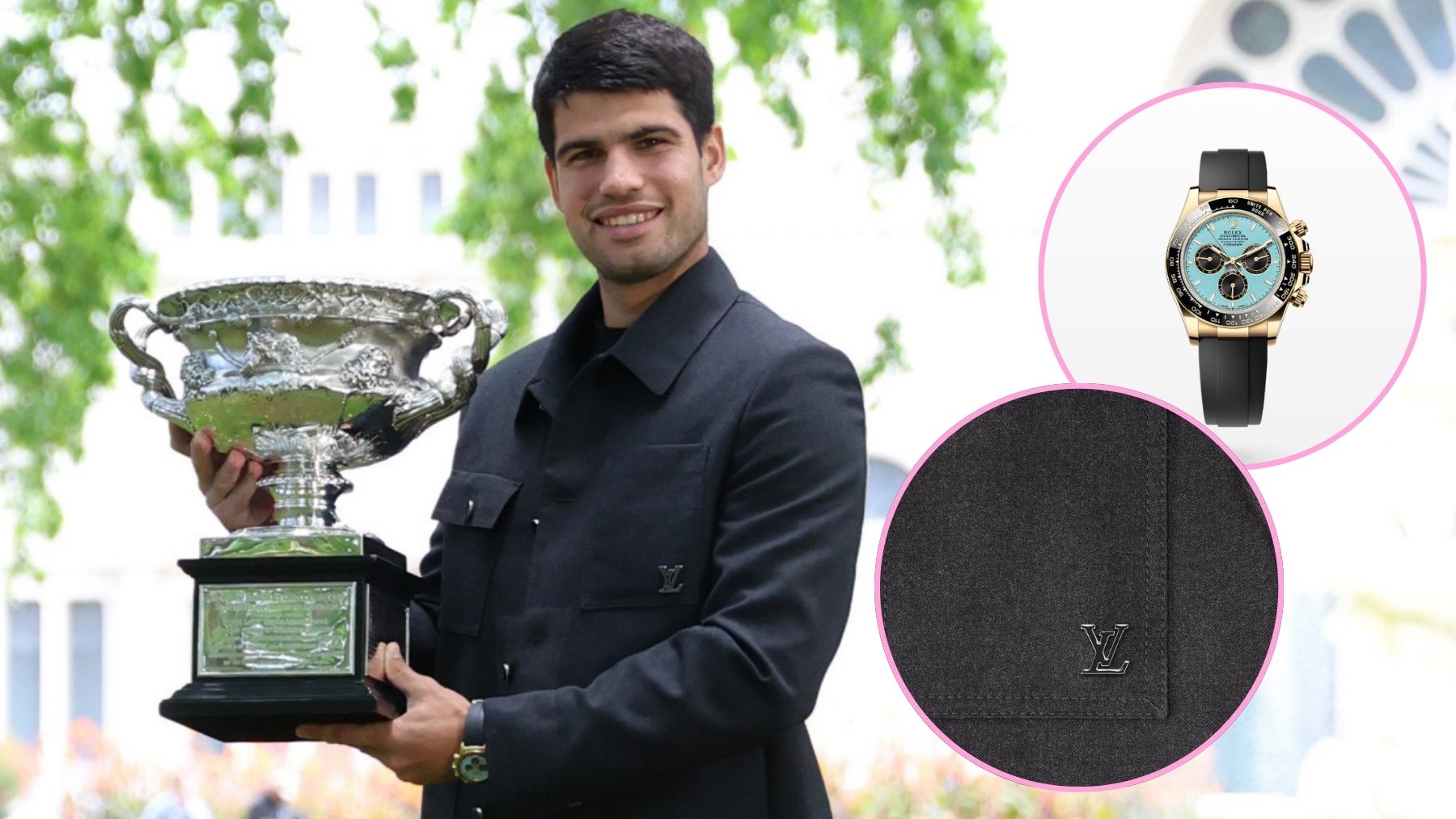 El look de Carlos Alcaraz firmado por Vuitton con un Rolex Daytona como complemento de lujo
