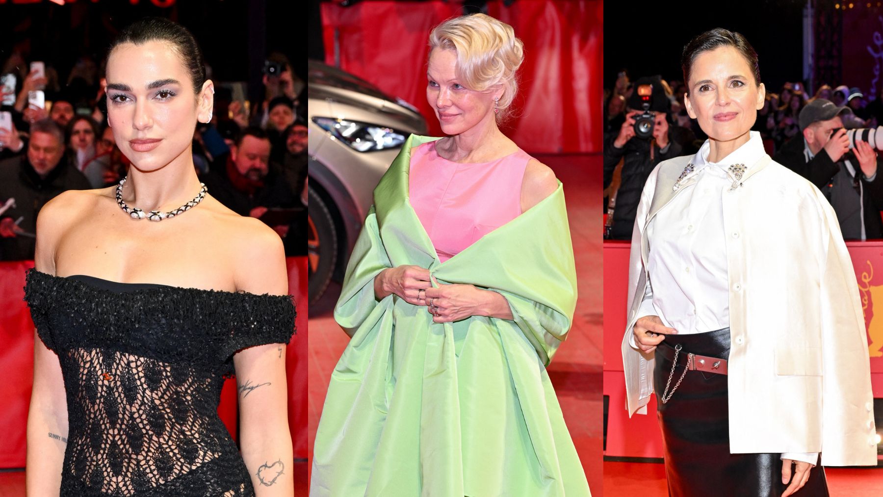 De Pamela Anderson a Dua Lipa: los looks de la alfombra roja del Festival de Cine de Berlín