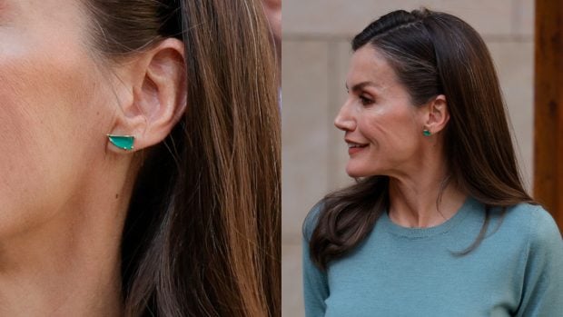 Al detalle, los pendientes que ha lucido la Reina Letizia en Huesca. (Foto: Gtres)