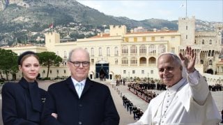 Los príncipes de Mónaco y el Papa en un montaje. (Fotos: Gtres)