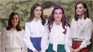 La colección de camisas blancas de la Reina Letizia. (Foto: Gtres)