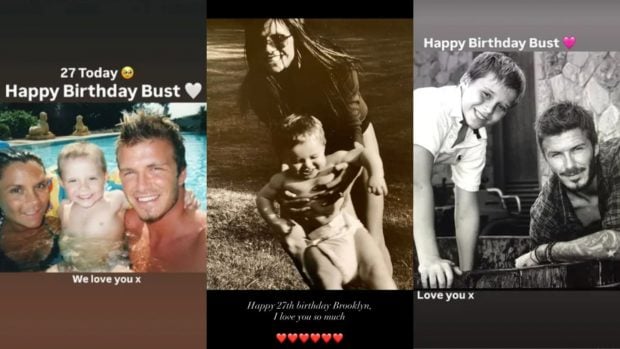 Las felicitaciones de David y Victoria Beckham a su hijo Brooklyn. (Fotos: Redes Sociales)