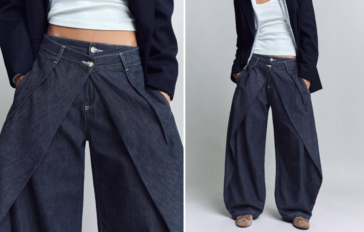 El tejido vaquero mantiene el efecto volumétrico, creando una silueta más curvada y estilizada. (Foto: Bershka)