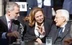 El Rey Felipe y Sergio Mattarella en una terraza en Salamanca. (Foto: Gtres)