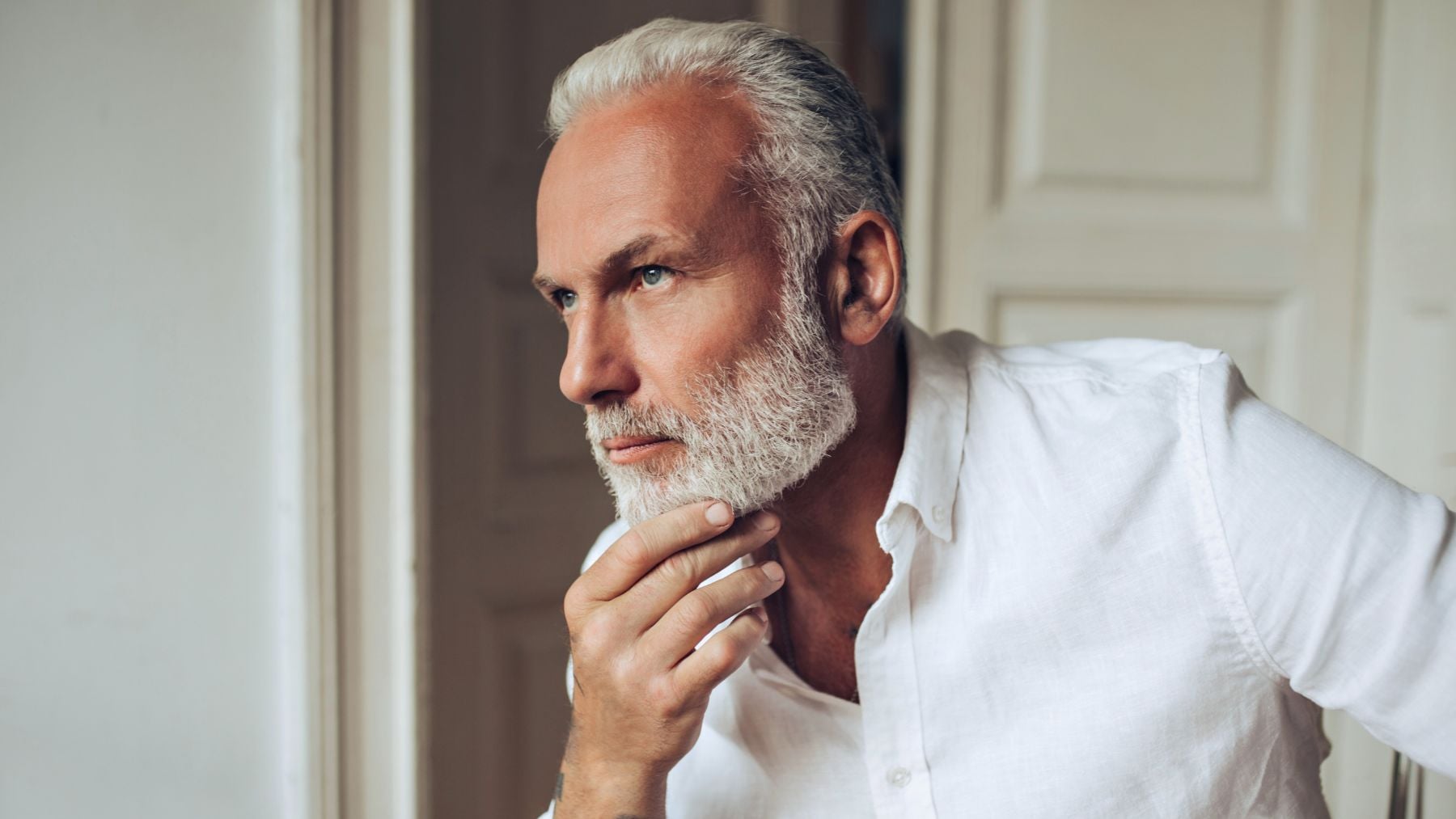 Senior, man, haircut