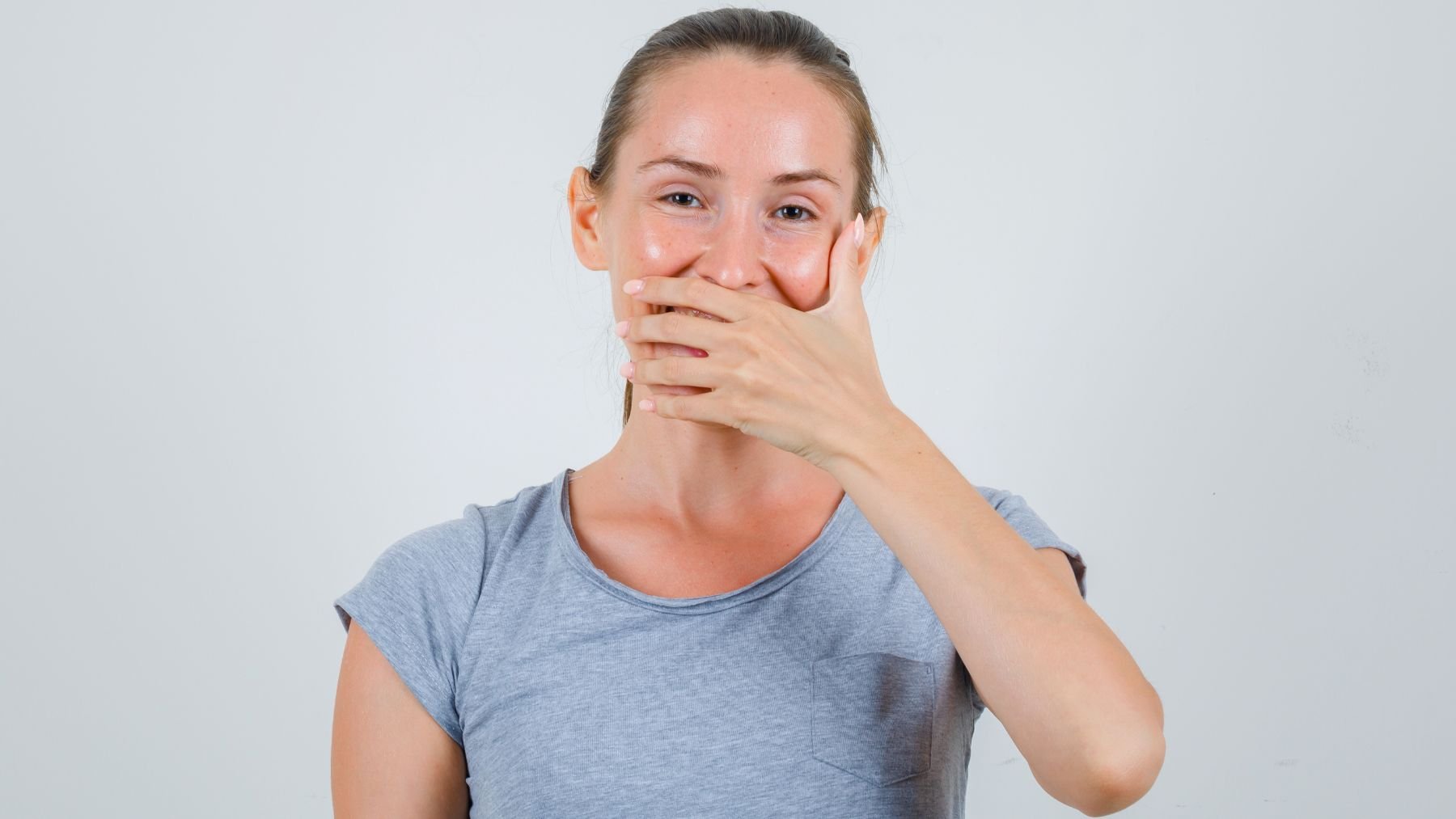 Cover, mouth, hand