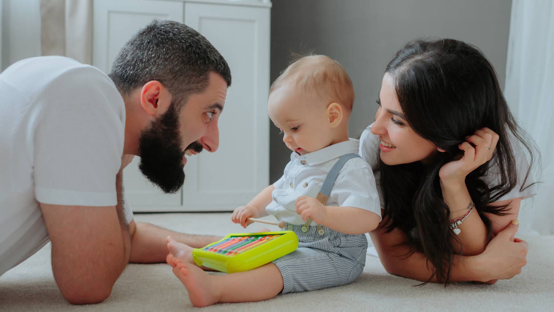parents, baby playing, children