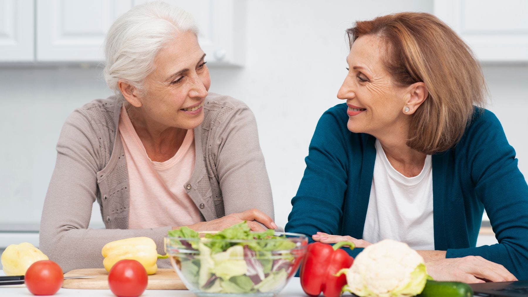 retirees, senior, cooking, healthy food