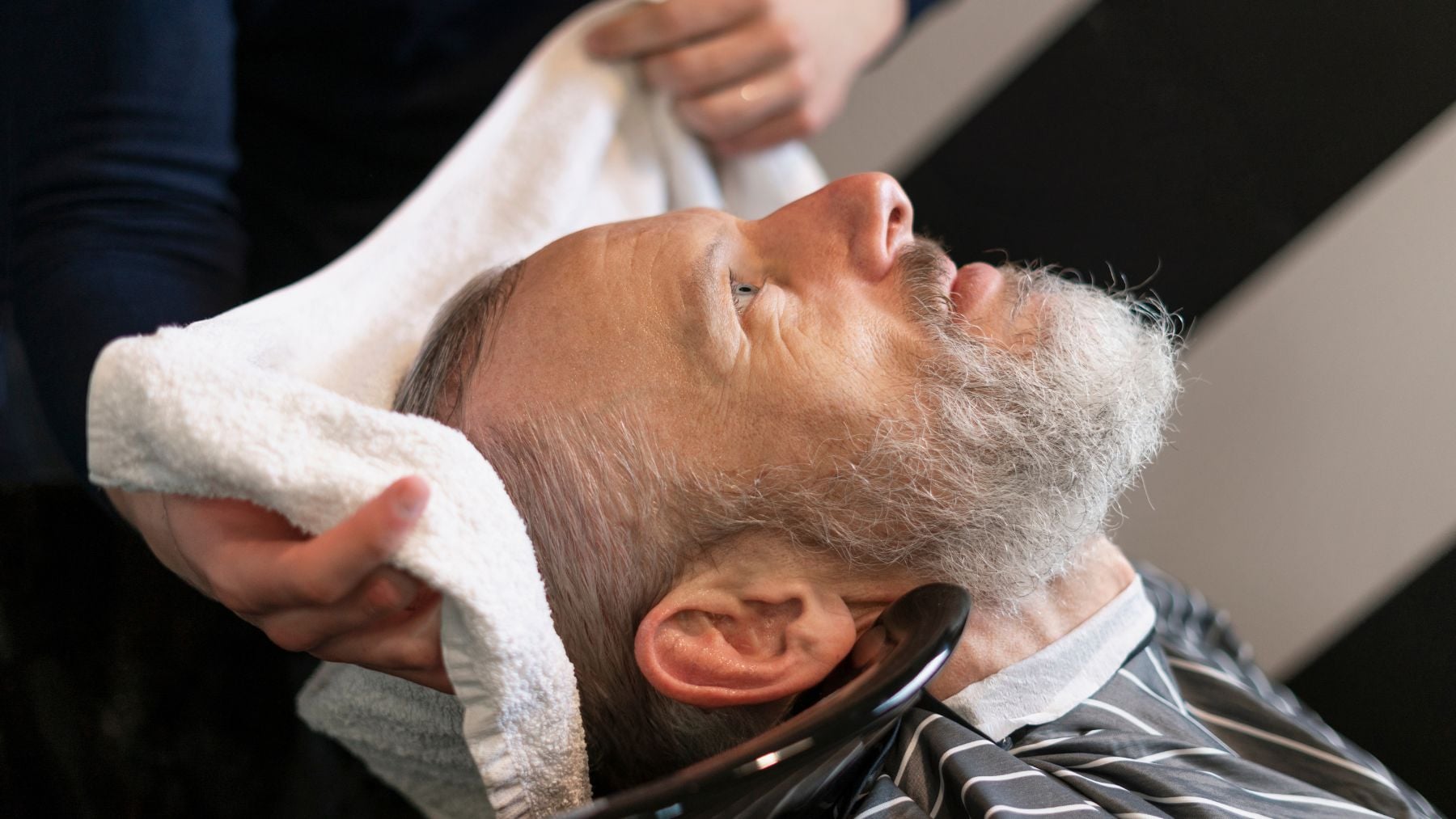 Senior man, hair salon, hairdresser