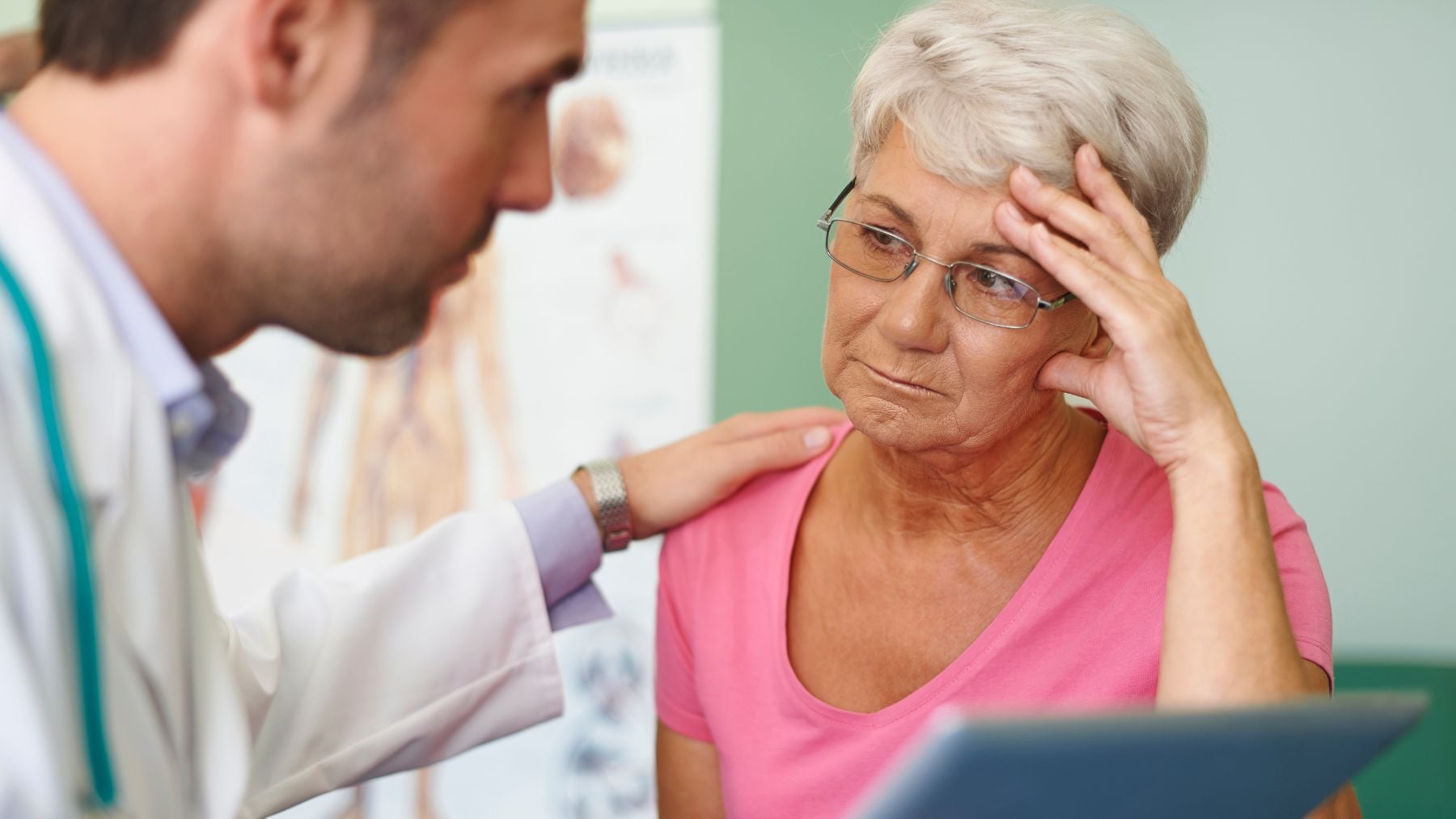 doctor, patient, elderly woman