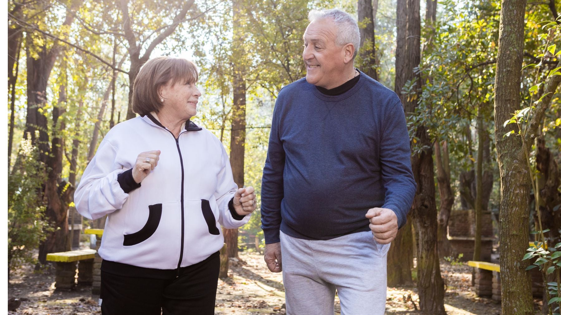 walking, senior couple